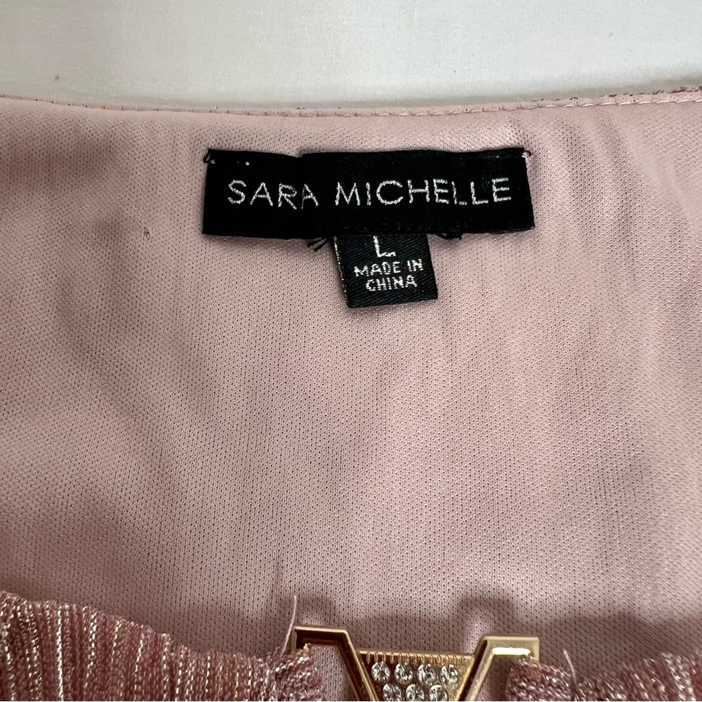 Sara Michelle Women blouse  Long Sleeve Sparkle Rose Gold  Size L - Picture 4 of 7